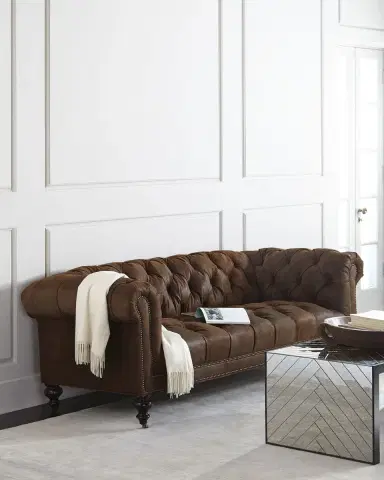 Old Hickory Tannery Morgan Rustic-Suede Chesterfield Sofa 86" | Thumbnail 1 Old Hickory Tannery Morgan Rustic-Suede Chesterfield Sofa 86" | Thumbnail 1