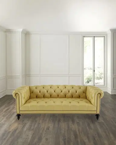 Old Hickory Tannery Morgan Sunshine Leather Chesterfield Sofa 86" | Thumbnail 1