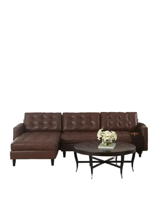 Old Hickory Tannery Barnes Leather Left-Arm Chaise Sectional