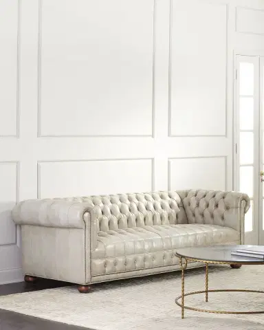 Old Hickory Tannery Olga Leather Chesterfield Sofa, 94" | Thumbnail 1