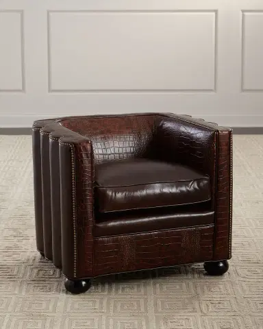 Old Hickory Tannery Boone Leather Barrel Chair | Thumbnail 1 Old Hickory Tannery Boone Leather Barrel Chair | Thumbnail 1
