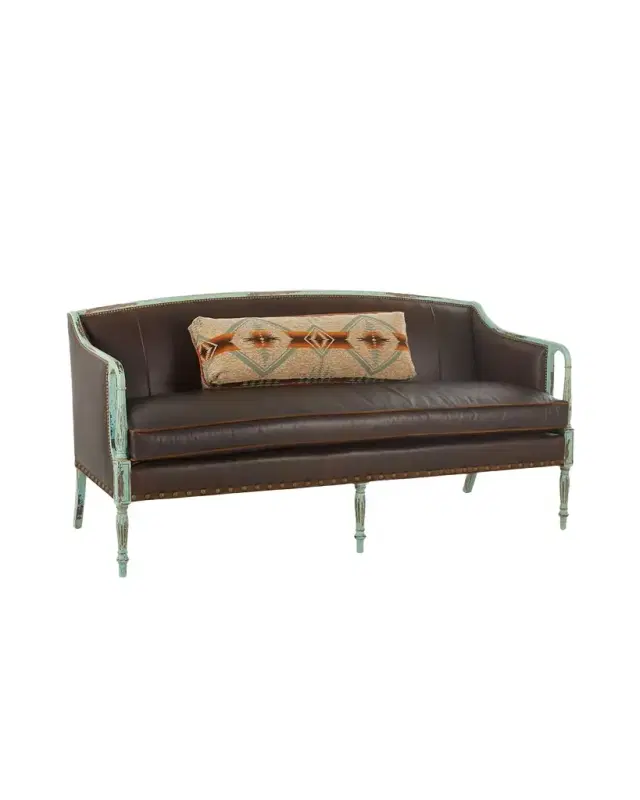 Old Hickory Tannery Trevin Leather Settee, 72.5"
