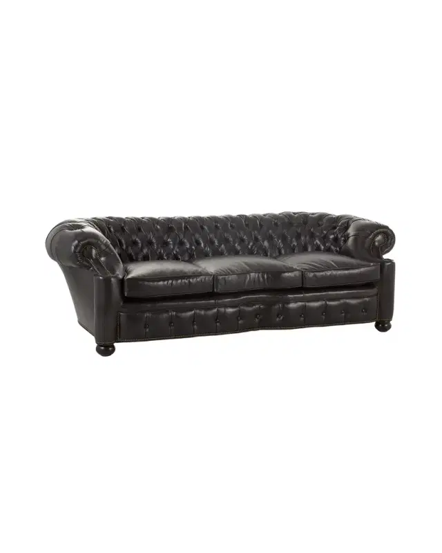 Old Hickory Tannery Rips Leather Chesterfield Sofa, 99.5"