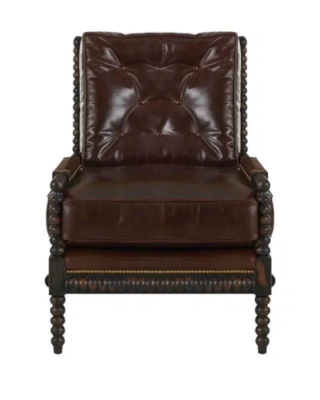 Old Hickory Tannery Ace Tufted Leather Spindle Chair