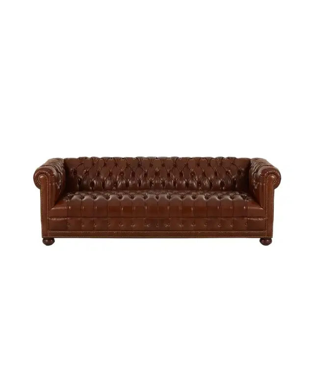 Old Hickory Tannery Malco Leather Chesterfield Sofa, 93"