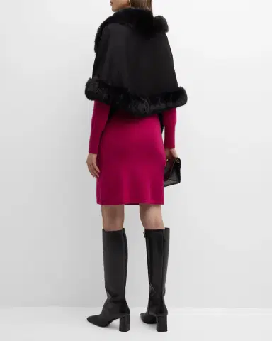 Sofia Cashmere Cashmere Faux Fur Trimmed Diamond Wrap | Thumbnail 2 Sofia Cashmere Cashmere Faux Fur Trimmed Diamond Wrap | Thumbnail 2