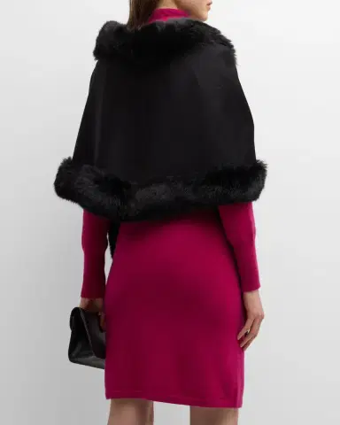 Sofia Cashmere Cashmere Faux Fur Trimmed Diamond Wrap | Thumbnail 5 Sofia Cashmere Cashmere Faux Fur Trimmed Diamond Wrap | Thumbnail 5