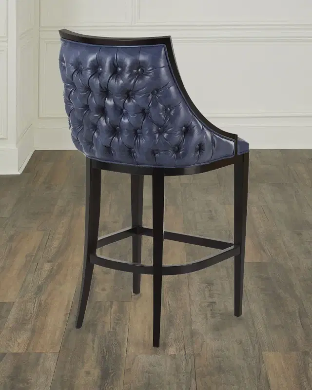 Old Hickory Tannery Kellan Leather Tufted Barstool, 28"