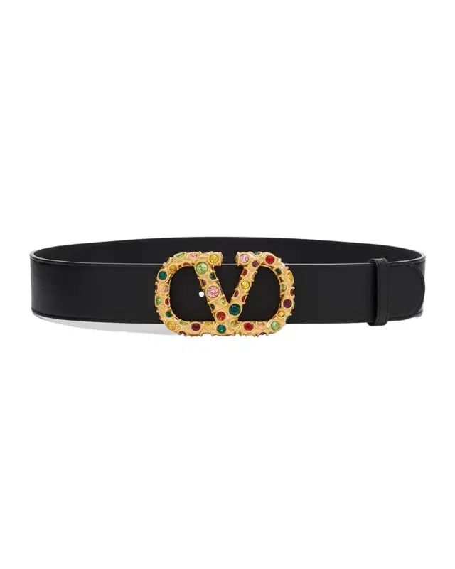 Valentino Garavani VLogo Signature Embellished Leather Belt, 40mm