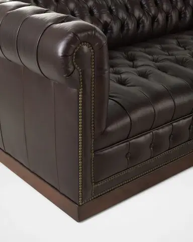 Old Hickory Tannery Hamilton Leather Chesterfield Sofa, 132" | Thumbnail 4