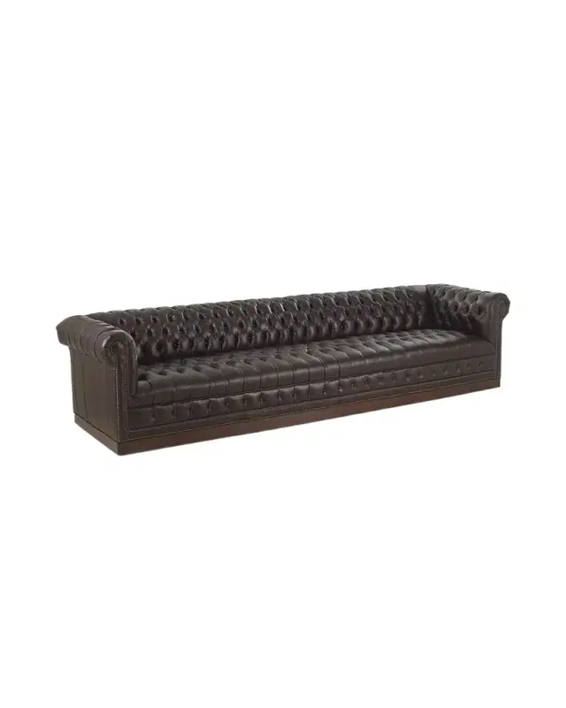 Old Hickory Tannery Hamilton Leather Chesterfield Sofa, 132"