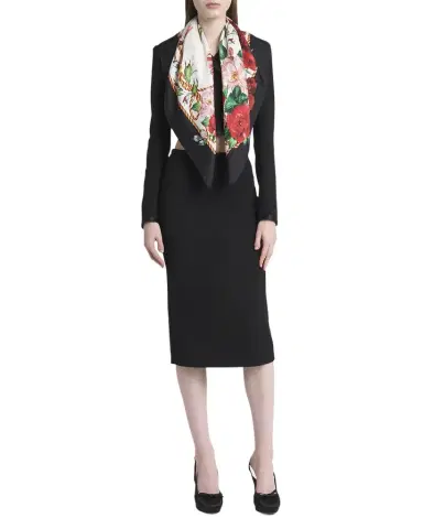 Dolce & Gabbana Floral Tassel Foulard Silk Scarf | Thumbnail 1