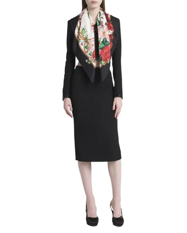 Dolce & Gabbana Floral Tassel Foulard Silk Scarf