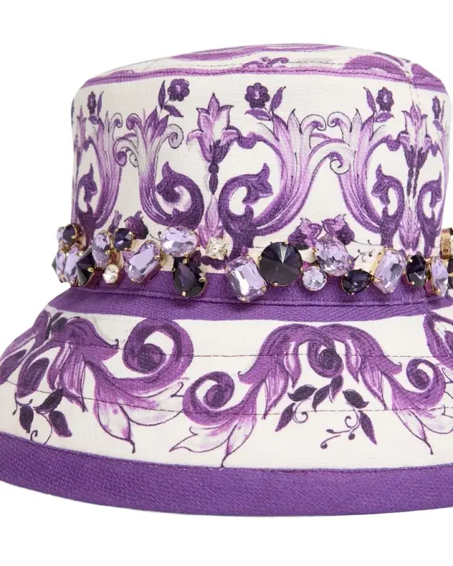 Majolica-Print Crystal Bucket Hat