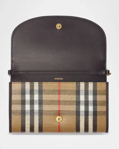 Burberry Highlands Check Flap Continental Wallet on Chain | Thumbnail 4