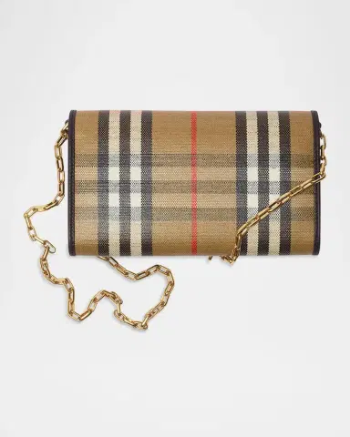 Burberry Highlands Check Flap Continental Wallet on Chain | Thumbnail 6