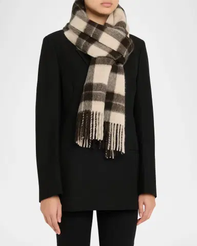 Saint Laurent Llama and Wool Tartan Scarf | Thumbnail 2 Saint Laurent Llama and Wool Tartan Scarf | Thumbnail 2