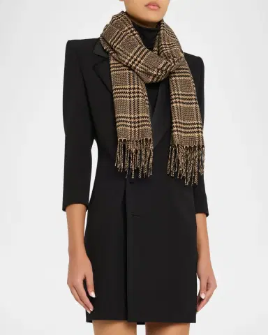 Saint Laurent Prince of Wales Silk Cashmere Scarf | Thumbnail 3
