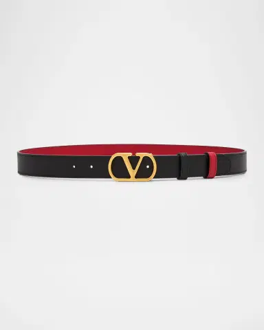 Valentino Garavani VLogo Signature Reversible Leather Belt, 30mm | Thumbnail 3 Valentino Garavani VLogo Signature Reversible Leather Belt, 30mm | Thumbnail 3