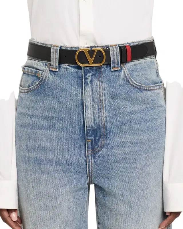 Valentino Garavani VLogo Signature Reversible Leather Belt, 30mm