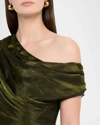 THEIA Avalina Draped Organza Lame Peplum Gown | Thumbnail 3 THEIA Avalina Draped Organza Lame Peplum Gown | Thumbnail 3