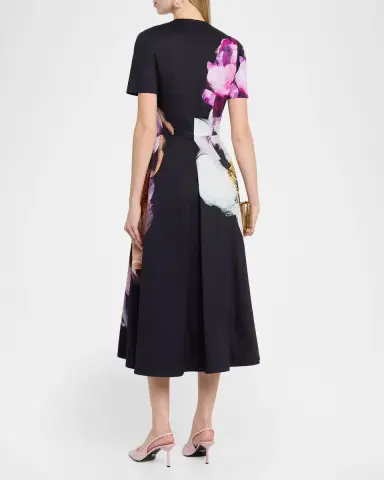 Rickie Freeman for Teri Jon Floral-Print Stretch Cotton Midi Dress | Thumbnail 2 Rickie Freeman for Teri Jon Floral-Print Stretch Cotton Midi Dress | Thumbnail 2