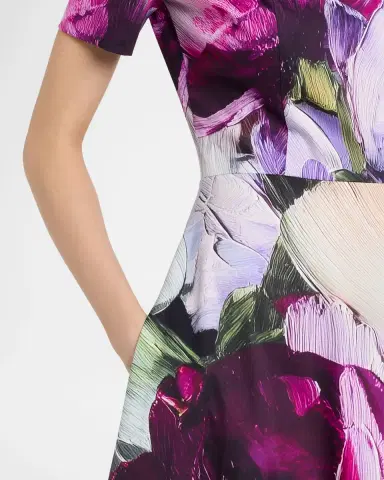 Rickie Freeman for Teri Jon Floral-Print Stretch Cotton Midi Dress | Thumbnail 4 Rickie Freeman for Teri Jon Floral-Print Stretch Cotton Midi Dress | Thumbnail 4