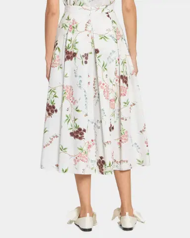 Erdem Floral Print Pleated Cotton Poplin Midi Skirt | Thumbnail 2