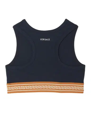 Versace Girl's Greca Jacquard Stretch Cotton Tank Top | Thumbnail 1 Versace Girl's Greca Jacquard Stretch Cotton Tank Top | Thumbnail 1