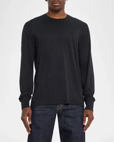 Tom Ford Men's Lyocell and Cotton Long-Sleeve T-Shirt | Thumbnail 3 Tom Ford Men's Lyocell and Cotton Long-Sleeve T-Shirt | Thumbnail 3