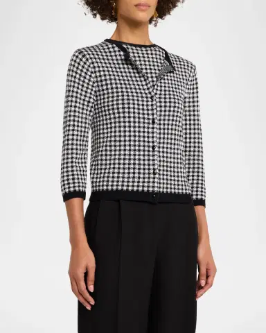 Vince Gingham Knit Cardigan | Thumbnail 3