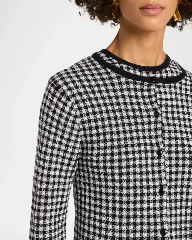 Vince Gingham Knit Cardigan | Thumbnail 4