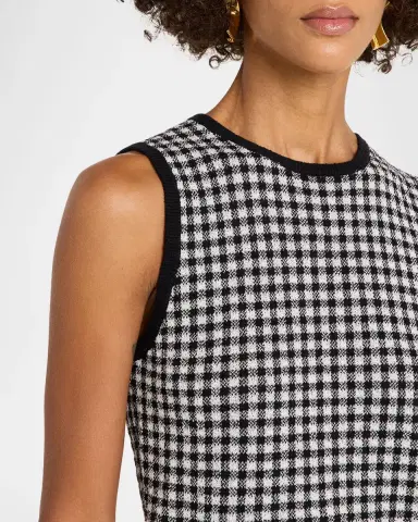 Vince Gingham Knit Tank Top | Thumbnail 4