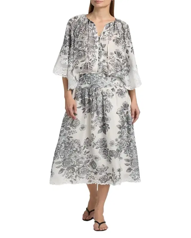 Kobi Halperin Lidia Floral-Print Midi Skirt
