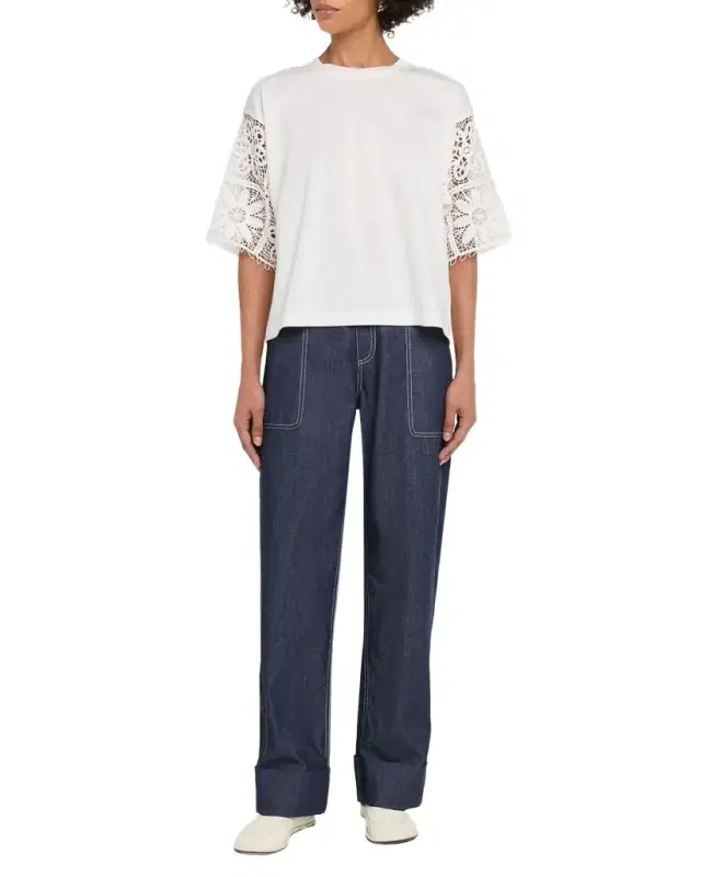 Lafayette 148 New York Cuffed Straight-Leg Silk Georgette Pants