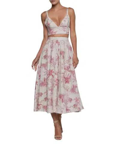 L'Agence Kaori Etoile-Print Linen Bralette Top | Thumbnail 1