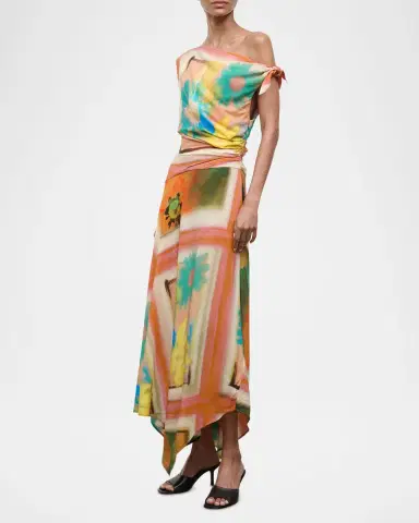 Staud Portia Asymmetric Handkerchief Midi Dress | Thumbnail 3 Staud Portia Asymmetric Handkerchief Midi Dress | Thumbnail 3