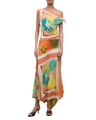 Staud Portia Asymmetric Handkerchief Midi Dress | Thumbnail 1 Staud Portia Asymmetric Handkerchief Midi Dress | Thumbnail 1