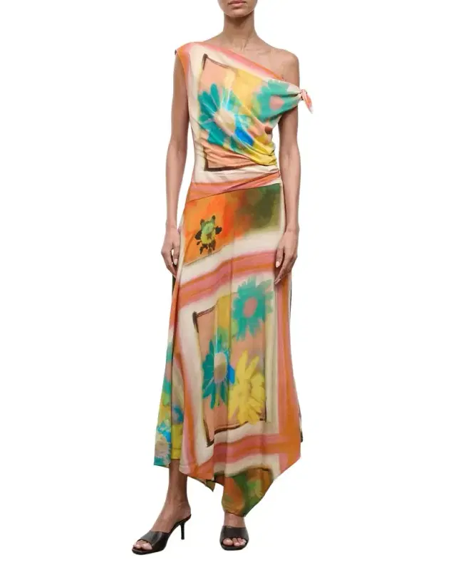 Portia Asymmetric Handkerchief Midi Dress