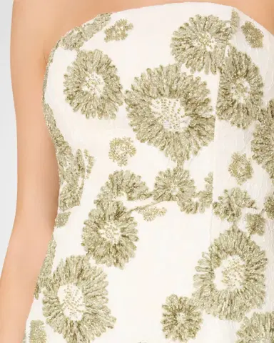Milly Jasmine Strapless Embroidered Lace Midi Dress | Thumbnail 2