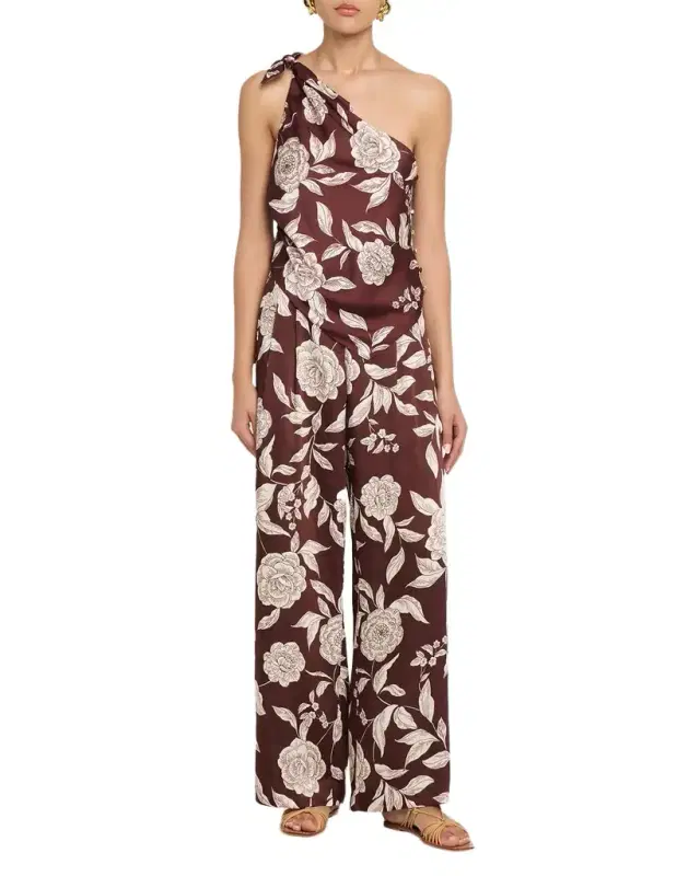 Tanya Taylor Jodi Floral Twill Wide-Leg Pants