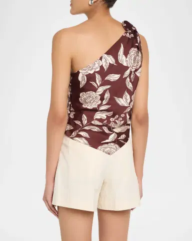 TANYA TAYLOR Brigid Floral Satin Tie-Shoulder Top | Thumbnail 2