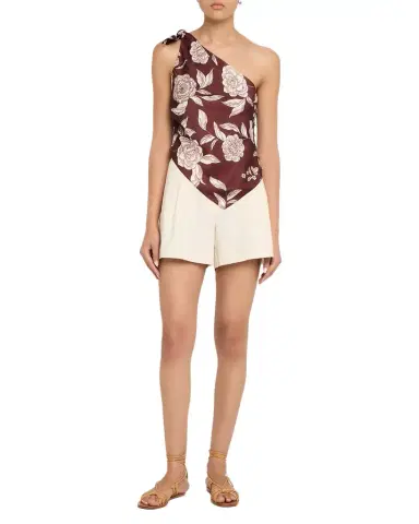TANYA TAYLOR Brigid Floral Satin Tie-Shoulder Top | Thumbnail 1