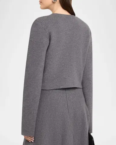 Brandon Maxwell Ryder Wool Knit Crop Jacket | Thumbnail 2