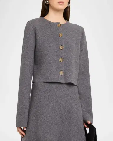 Brandon Maxwell Ryder Wool Knit Crop Jacket | Thumbnail 3