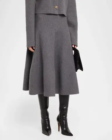 Brandon Maxwell Miller Structured Wool Midi Skirt | Thumbnail 3