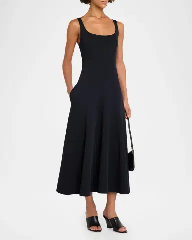 Vince Seamed Square-Neck Knit Midi Dress | Thumbnail 3 Vince Seamed Square-Neck Knit Midi Dress | Thumbnail 3