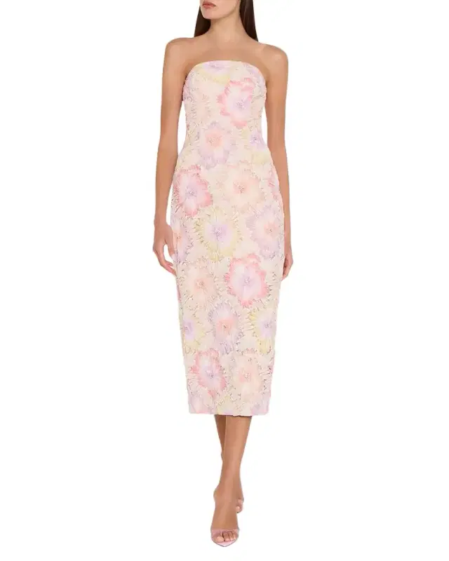 Milly Kait Floral Embroidered Midi Dress