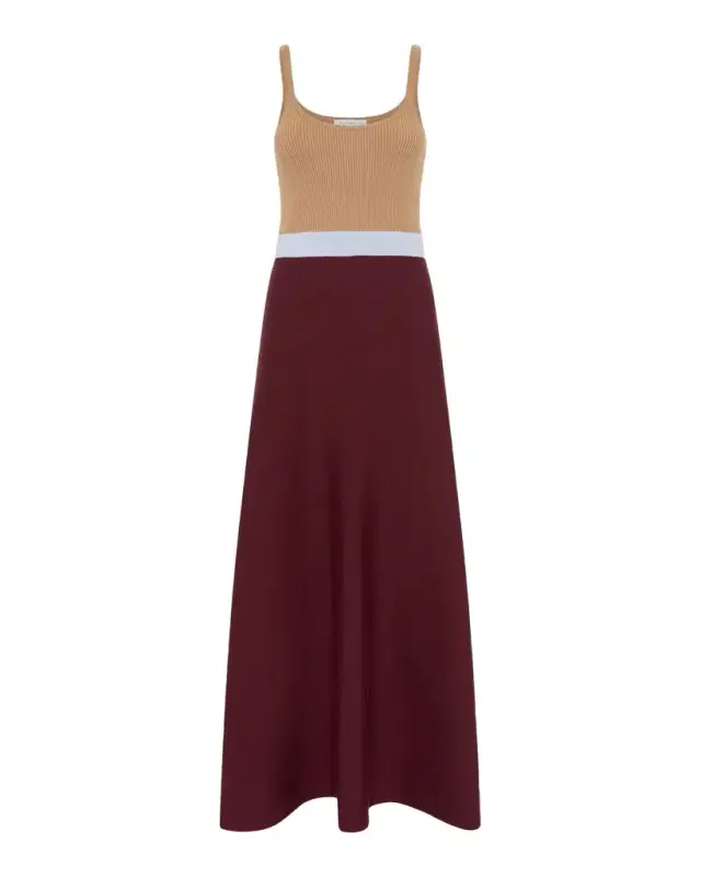Gabriela Hearst Flaminius Sleeveless Colorblock Wool-Cashmere Knit Midi Dress