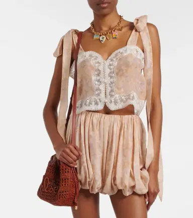 Chloé Chloé Floral lace-trimmed silk top | Thumbnail 4